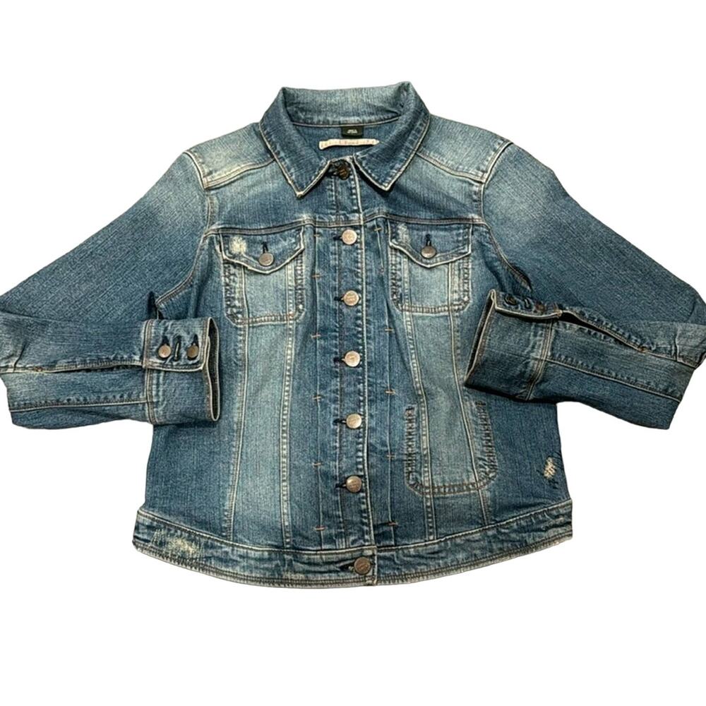Eddie Bauer Women's Patch Up Detail Jean Jacket Medium Wash Size L